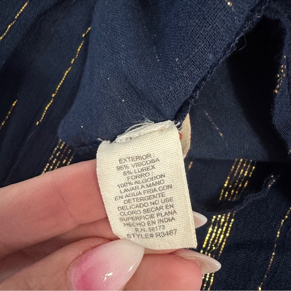 Raga Navy Blue & Gold Metallic Stripe Maxi Dress XS Festival Resort Wear NWT - Picture 13 of 16